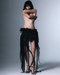 Silk Weave Fringe Skirt