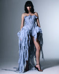 Distressed Pleated Silk Dress