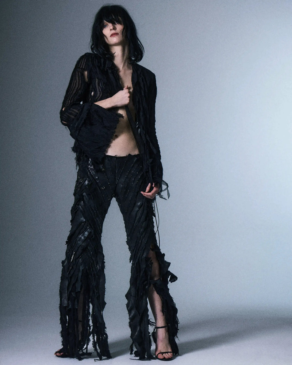 Distressed Leather Trousers
