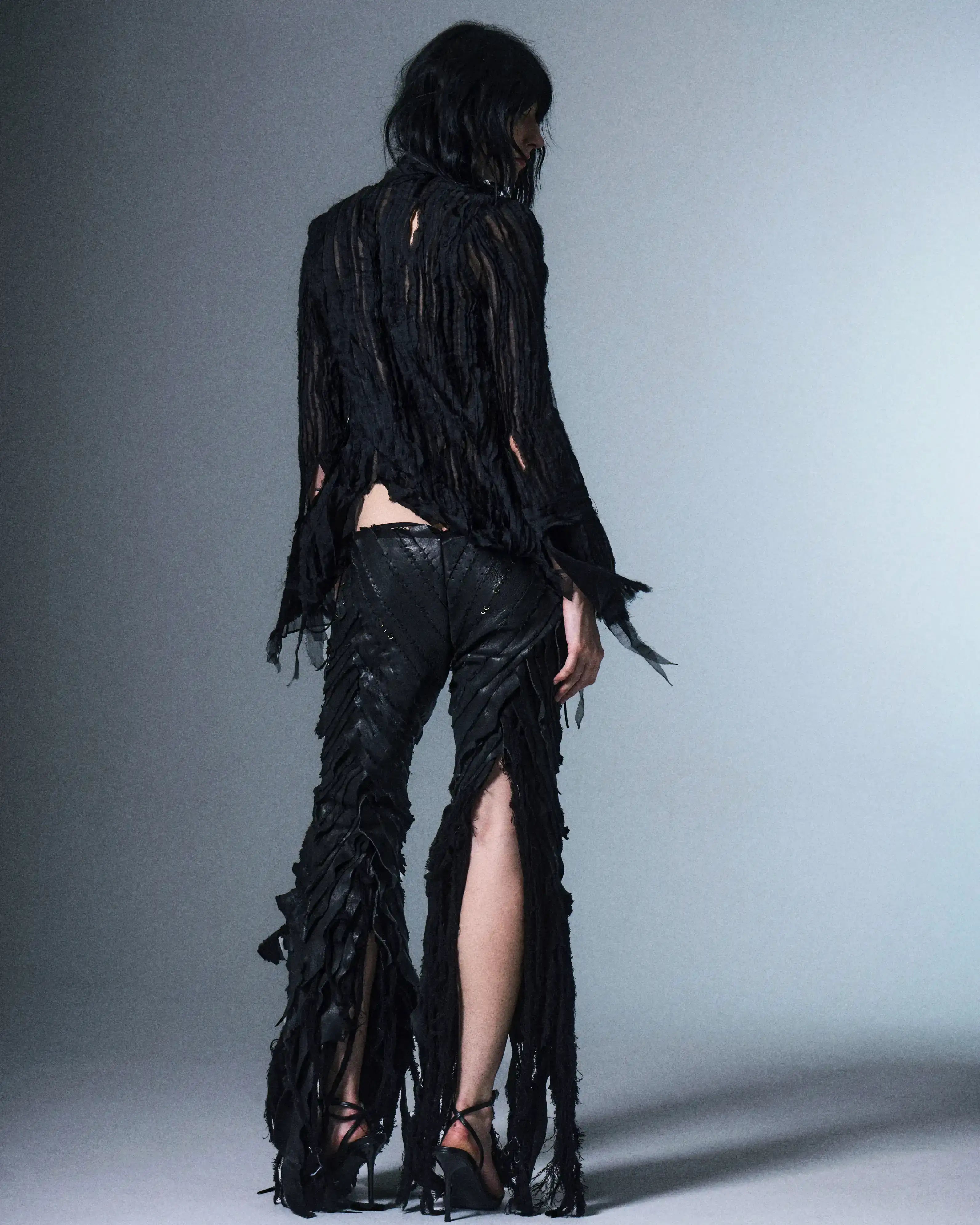 Distressed Leather Trousers